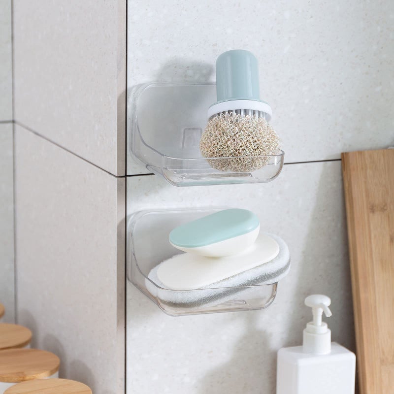 Ettori Soap Dish 2 Pack Soap Holder Plastic Adhesive Soap Holder for Shower Wall, Bathroom, Tub and Kitchen Sink, Drill- Free and Clear - Image 4